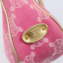 CELINE Macadam Hand Bag Canvas Pink Gold Tone Auth BA16581A-18