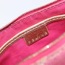 CELINE Macadam Hand Bag Canvas Pink Gold Tone Auth BA16581A-19