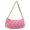 CELINE Macadam Hand Bag Canvas Pink Gold Tone Auth BA16581A-1