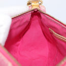 CELINE Macadam Hand Bag Canvas Pink Gold Tone Auth BA16581A-23
