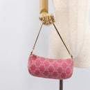 CELINE Macadam Hand Bag Canvas Pink Gold Tone Auth BA16581A-25