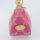 CELINE Macadam Hand Bag Canvas Pink Gold Tone Auth BA16581A-5