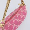 CELINE Macadam Hand Bag Canvas Pink Gold Tone Auth BA16581A-6