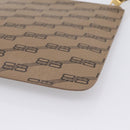 Balenciaga BB Monogram Clutch Bag PVC Leather Beige Gold 702627 Auth BA16586A-15