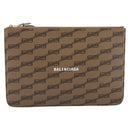 Balenciaga BB Monogram Clutch Bag PVC Leather Beige Gold 702627 Auth BA16586A-13