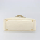 CHANEL Triple Coco Tote Bag Patent White Gold Tone CC Auth BA16587-10