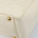 CHANEL Triple Coco Tote Bag Patent White Gold Tone CC Auth BA16587-12