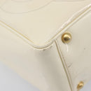 CHANEL Triple Coco Tote Bag Patent White Gold Tone CC Auth BA16587-13