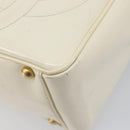 CHANEL Triple Coco Tote Bag Patent White Gold Tone CC Auth BA16587-14