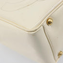 CHANEL Triple Coco Tote Bag Patent White Gold Tone CC Auth BA16587-15