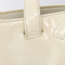 CHANEL Triple Coco Tote Bag Patent White Gold Tone CC Auth BA16587-16