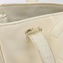 CHANEL Triple Coco Tote Bag Patent White Gold Tone CC Auth BA16587-17