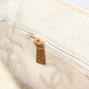 CHANEL Triple Coco Tote Bag Patent White Gold Tone CC Auth BA16587-23