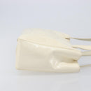 CHANEL Triple Coco Tote Bag Patent White Gold Tone CC Auth BA16587-4