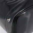 CHANEL COCO Mark Cosmetic Pouch patent Black Gold Tone CC Auth BA16589-11
