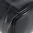 CHANEL COCO Mark Cosmetic Pouch patent Black Gold Tone CC Auth BA16589-13