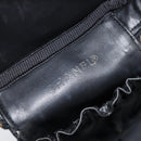 CHANEL COCO Mark Cosmetic Pouch patent Black Gold Tone CC Auth BA16589-18