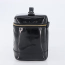 CHANEL COCO Mark Cosmetic Pouch patent Black Gold Tone CC Auth BA16589-4