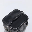 CHANEL COCO Mark Cosmetic Pouch patent Black Gold Tone CC Auth BA16589-6