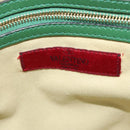 VALENTINO Studs Hand Bag Leather 2way Green Gold Auth BA1659V-18