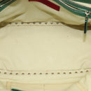 VALENTINO Studs Hand Bag Leather 2way Green Gold Auth BA1659V-11