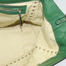 VALENTINO Studs Hand Bag Leather 2way Green Gold Auth BA1659V-19