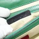 VALENTINO Studs Hand Bag Leather 2way Green Gold Auth BA1659V-12