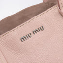 Miu Miu Tote Bag Leather Pink Silver Auth BA16593-17