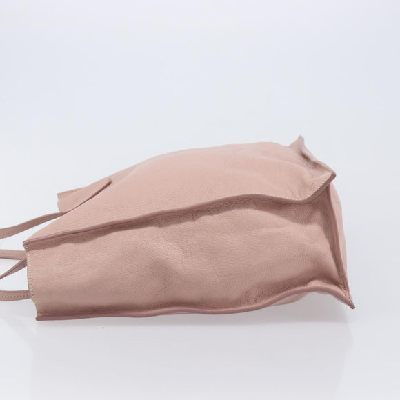 Miu Miu Tote Bag Leather Pink Silver Auth BA16593
