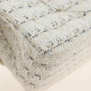 CHANEL Matelasse 25 Double Flap Chain Bag Tweed White Silver Auth BA16596SM-12