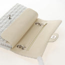 CHANEL Matelasse 25 Double Flap Chain Bag Tweed White Silver Auth BA16596SM-15