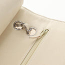 CHANEL Matelasse 25 Double Flap Chain Bag Tweed White Silver Auth BA16596SM-18