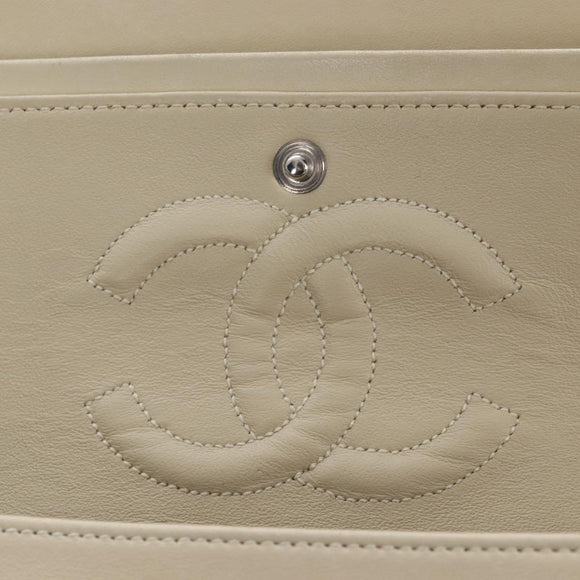 CHANEL Matelasse 25 Double Flap Chain Bag Tweed White Silver Auth BA16596SM