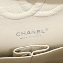 CHANEL Matelasse 25 Double Flap Chain Bag Tweed White Silver Auth BA16596SM-23