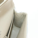 CHANEL Matelasse 25 Double Flap Chain Bag Tweed White Silver Auth BA16596SM-25
