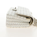 CHANEL Matelasse 25 Double Flap Chain Bag Tweed White Silver Auth BA16596SM-5