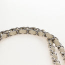 CHANEL Matelasse 25 Double Flap Chain Bag Tweed White Silver Auth BA16596SM-8