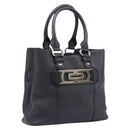 BVLGARI Parentesi Tote Bag Leather Black Gold Tone Auth BA16598V-1