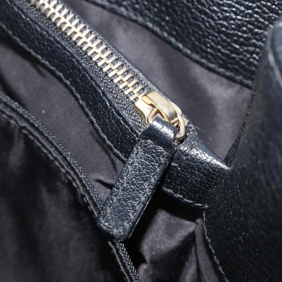 BVLGARI Parentesi Tote Bag Leather Black Gold Tone Auth BA16598V