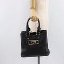 BVLGARI Parentesi Tote Bag Leather Black Gold Tone Auth BA16598V-27