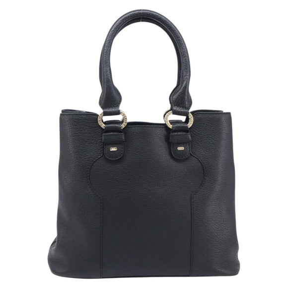 BVLGARI Parentesi Tote Bag Leather Black Gold Tone Auth BA16598V