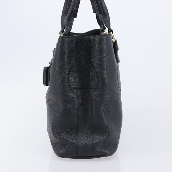 BVLGARI Parentesi Tote Bag Leather Black Gold Tone Auth BA16598V