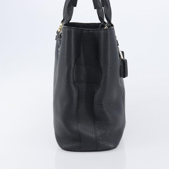 BVLGARI Parentesi Tote Bag Leather Black Gold Tone Auth BA16598V