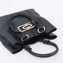 BVLGARI Parentesi Tote Bag Leather Black Gold Tone Auth BA16598V-6