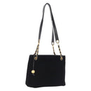 CHANEL COCO Mark Chain Shoulder Bag Velor Black Gold Tone CC Auth BA16599A-1