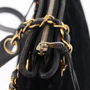 CHANEL COCO Mark Chain Shoulder Bag Velor Black Gold Tone CC Auth BA16599A-17