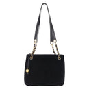 CHANEL COCO Mark Chain Shoulder Bag Velor Black Gold Tone CC Auth BA16599A-2