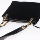 CHANEL COCO Mark Chain Shoulder Bag Velor Black Gold Tone CC Auth BA16599A-6