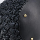 Dolce & Gabbana Shoulder Bag Raffia Navy Gold Tone Auth BA16600A-13