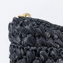 Dolce & Gabbana Shoulder Bag Raffia Navy Gold Tone Auth BA16600A-17